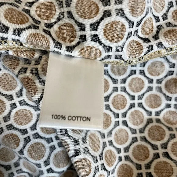 Murano Liquid Luxury Slim Fit Notch Collar Button-Up Shirt Brown/White Size M - Picture 11 of 12